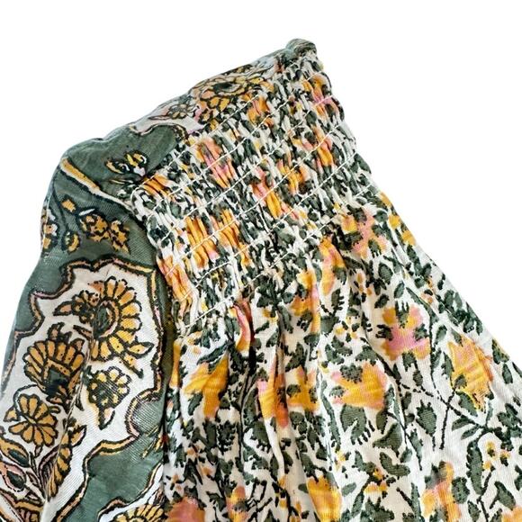 Lucky Brand Ditsy Floral Boxy Tie Front Top Peasant Size Medium Cotton Modal - Picture 3 of 10
